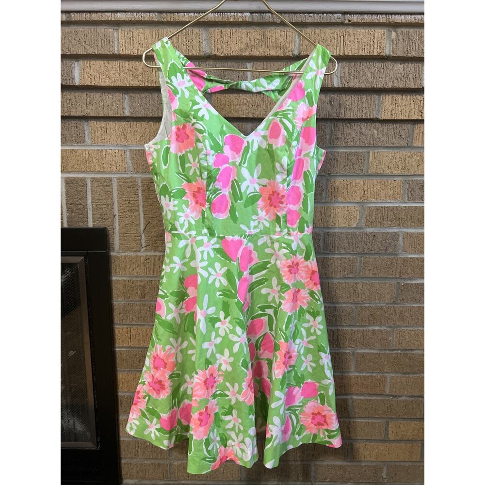 Lilly Pulitzer Freja Fit And Flare Dress Green Everything Nice Size 10 Picnic